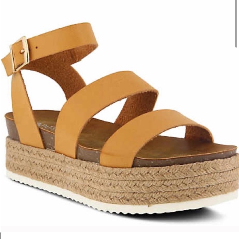 Yellow Espadrille Platform Sandals
